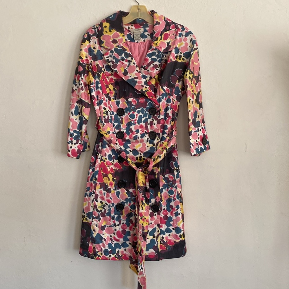 NWT Vertigo Paris New Colorful Double-Breasted Trench Coat SZ Medium - Picture 2 of 12